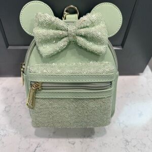 Loungefly Disney Parks Mint Minnie Mouse  Sequin wristlet